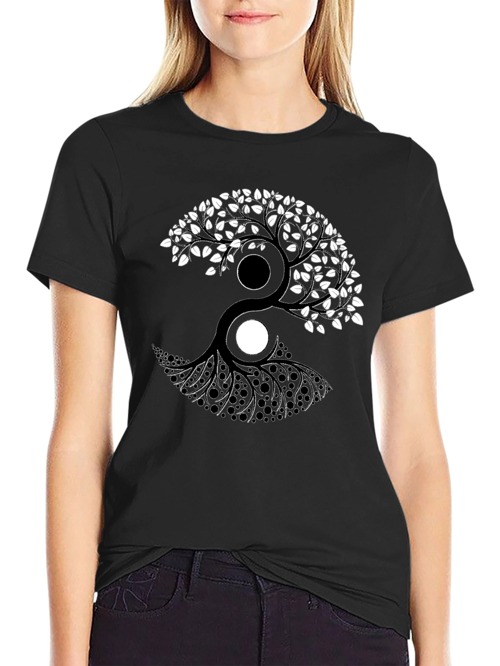 Yin Yang Tree Graphic T-Shirt - Balance & Style