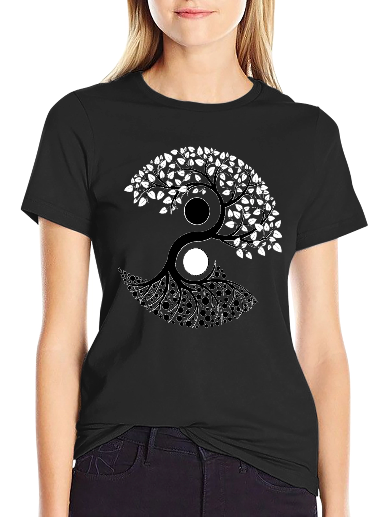 Yin Yang Tree Graphic T-Shirt - Balance & Style