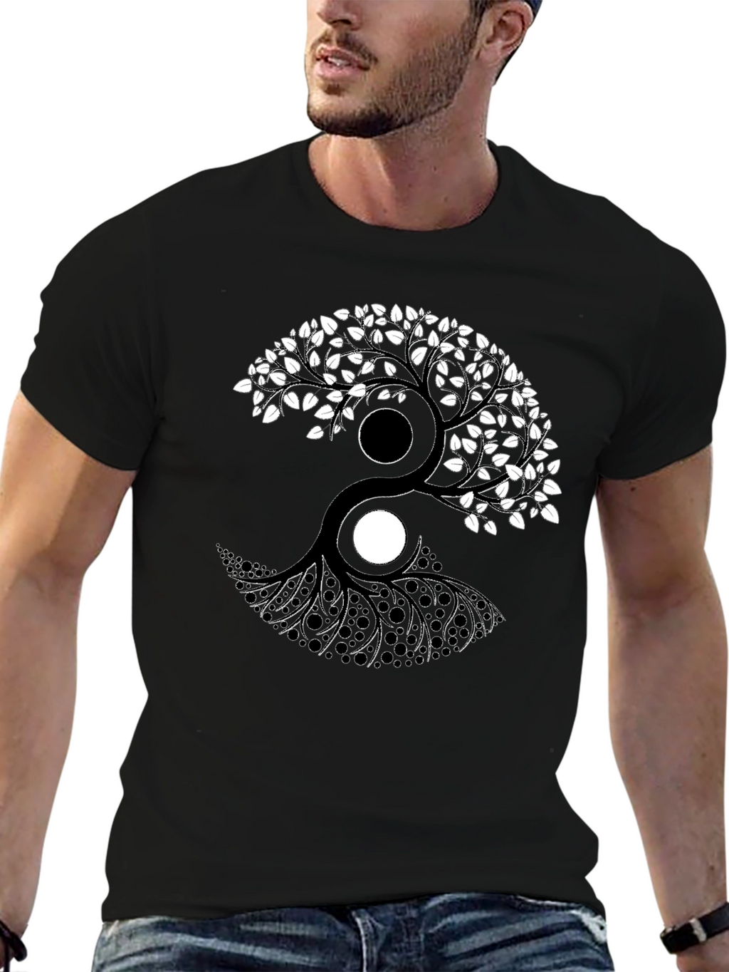 Yin Yang Tree Graphic T-Shirt - Balance & Style