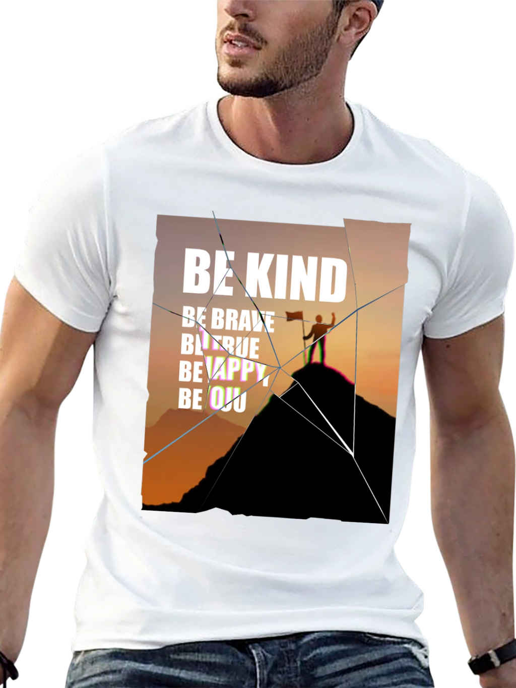 Inspirational Graphic Tee - Be Kind Brave True