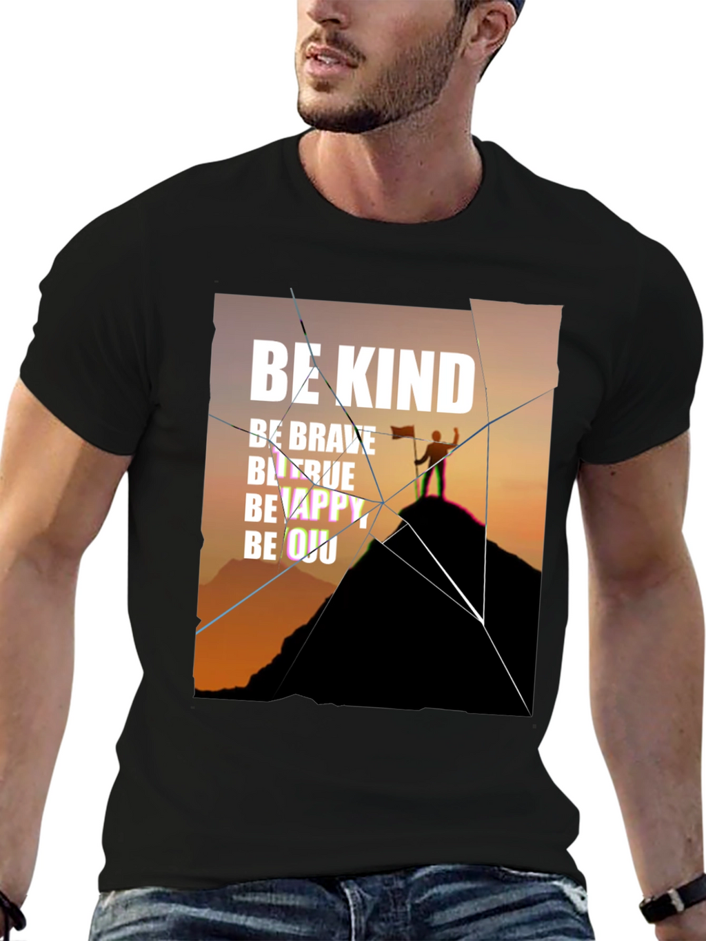 Inspirational Graphic Tee - Be Kind Brave True