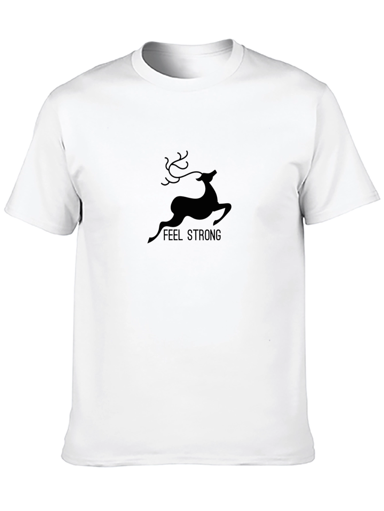 Mens Feel Strong Deer Graphic Black T-Shirt