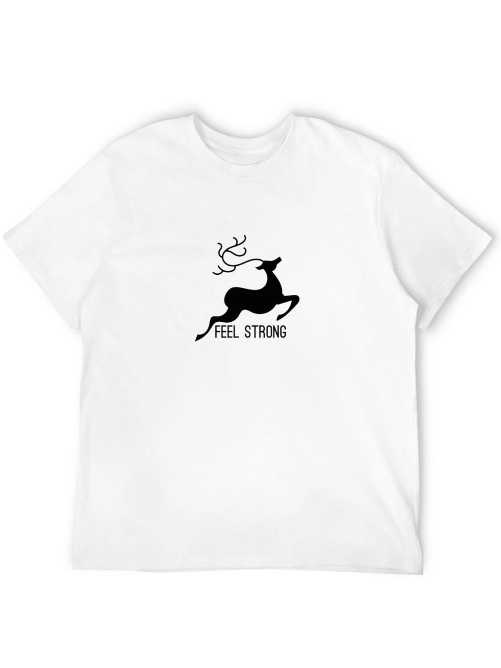 Mens Feel Strong Deer Graphic Black T-Shirt