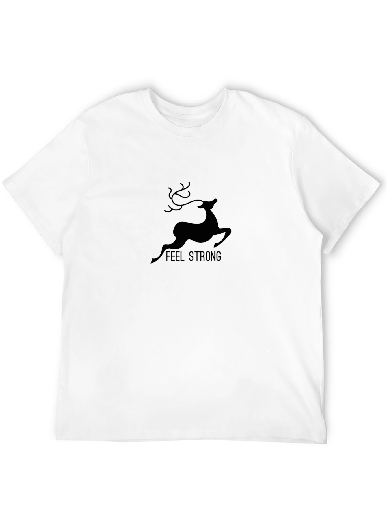 Mens Feel Strong Deer Graphic Black T-Shirt