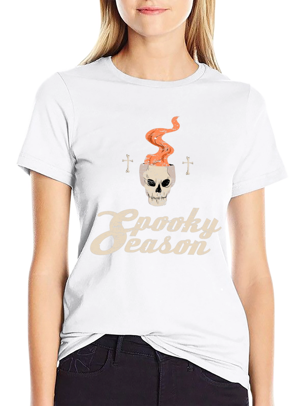 Spooky Season Skull Graphic Tee - Halloween Style