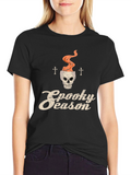 Spooky Season Skull Graphic Tee - Halloween Style