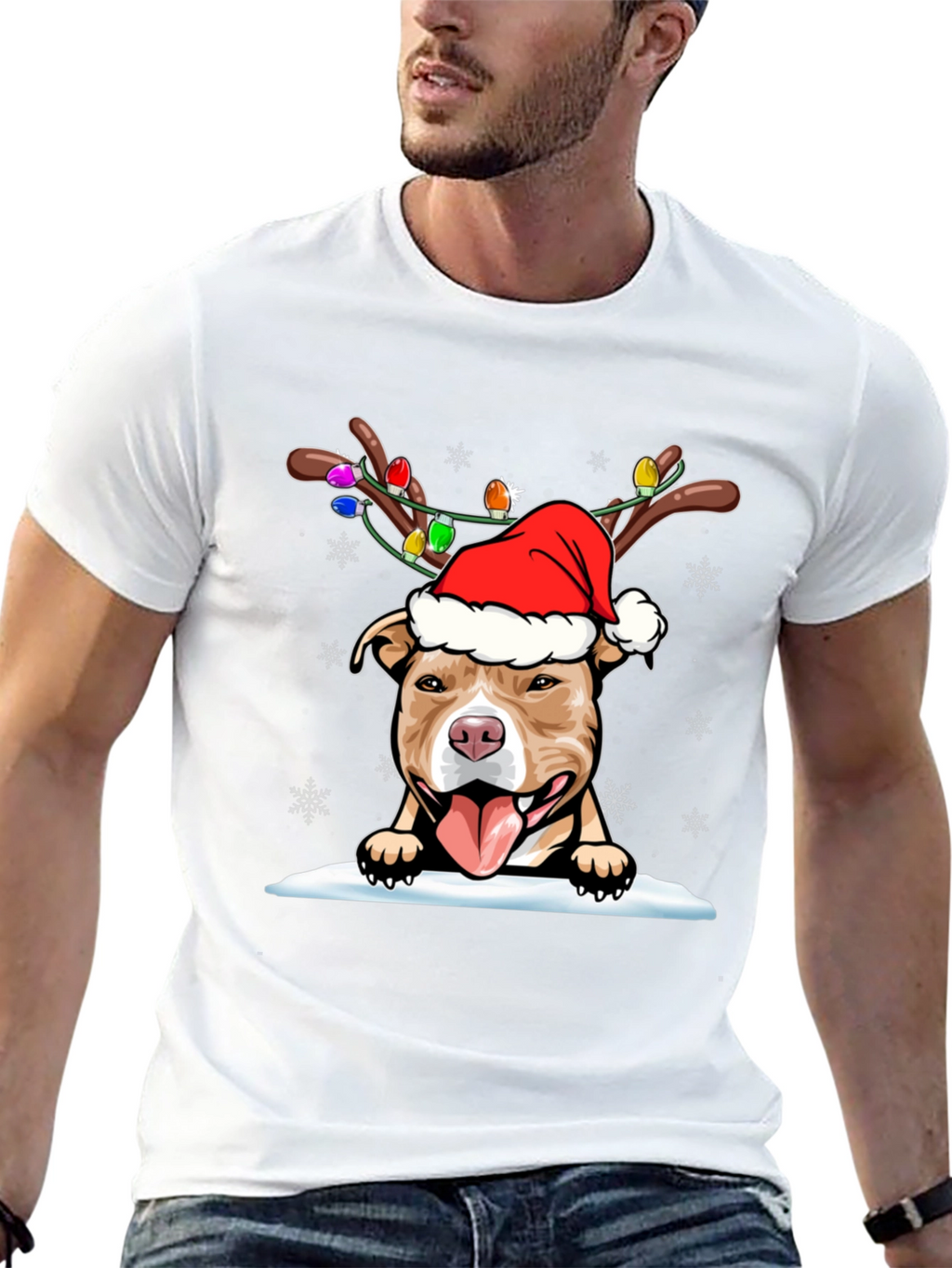 Festive Pitbull Christmas T-Shirt