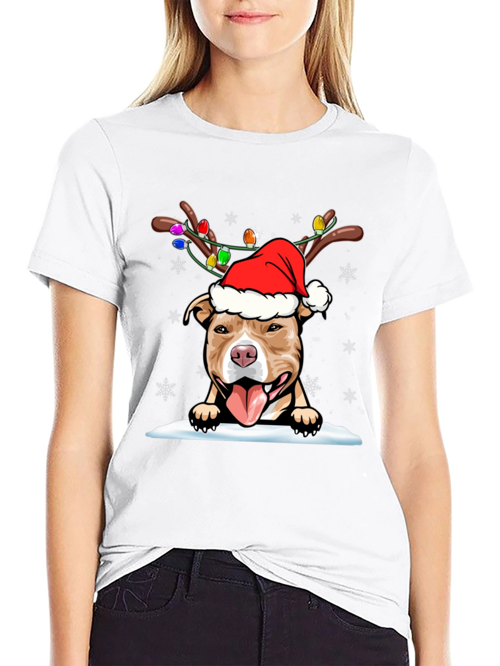 Festive Pitbull Christmas T-Shirt