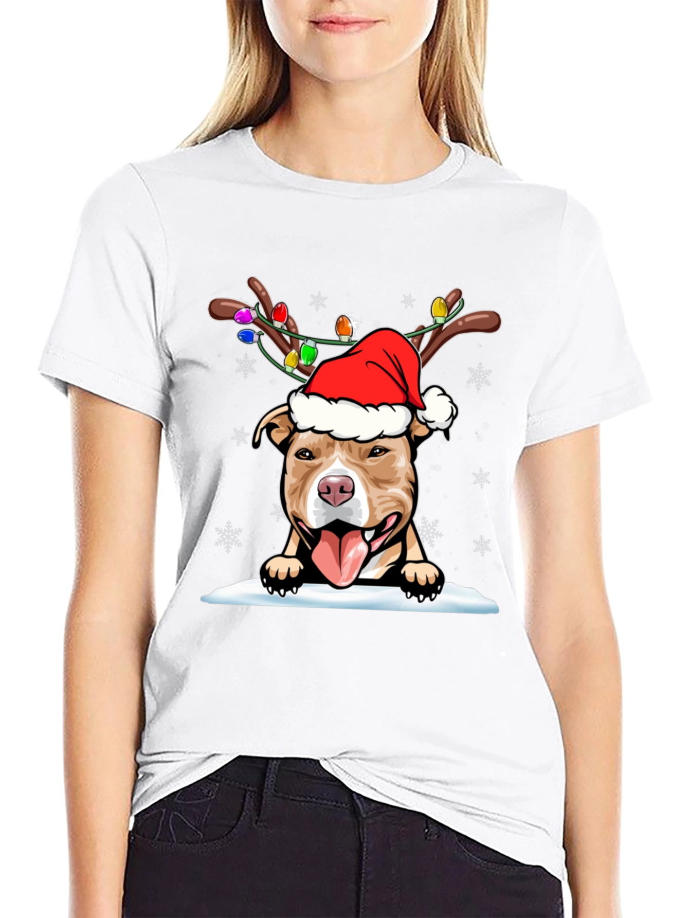 Festive Pitbull Christmas T-Shirt