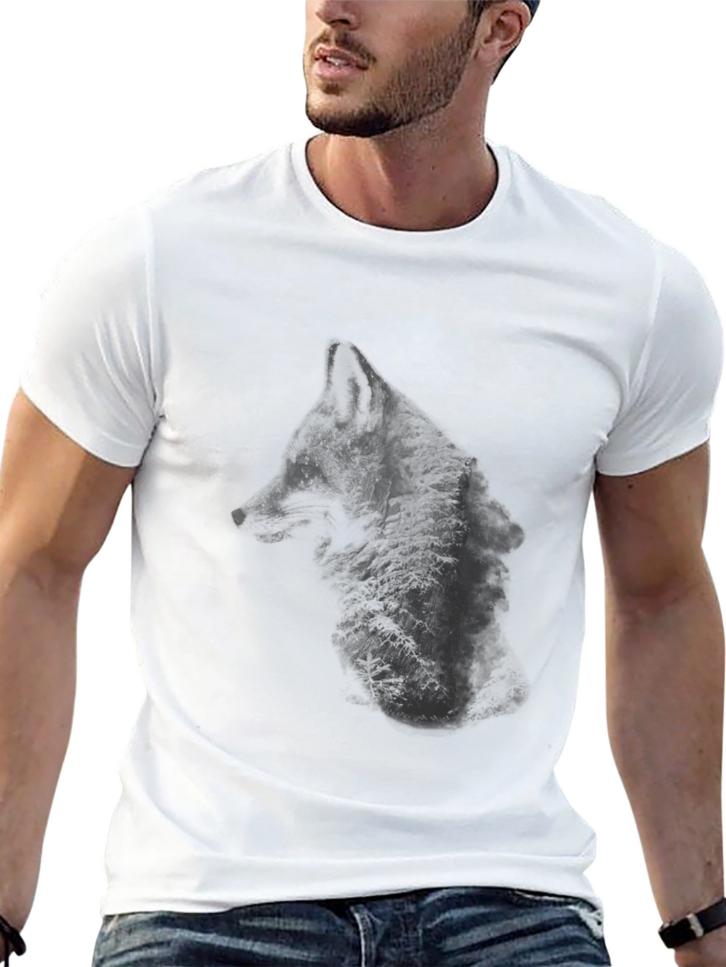 Mens Black Wolf Graphic Tee