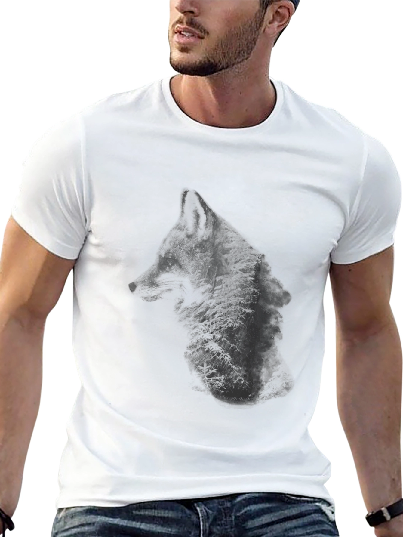 Mens Black Wolf Graphic Tee