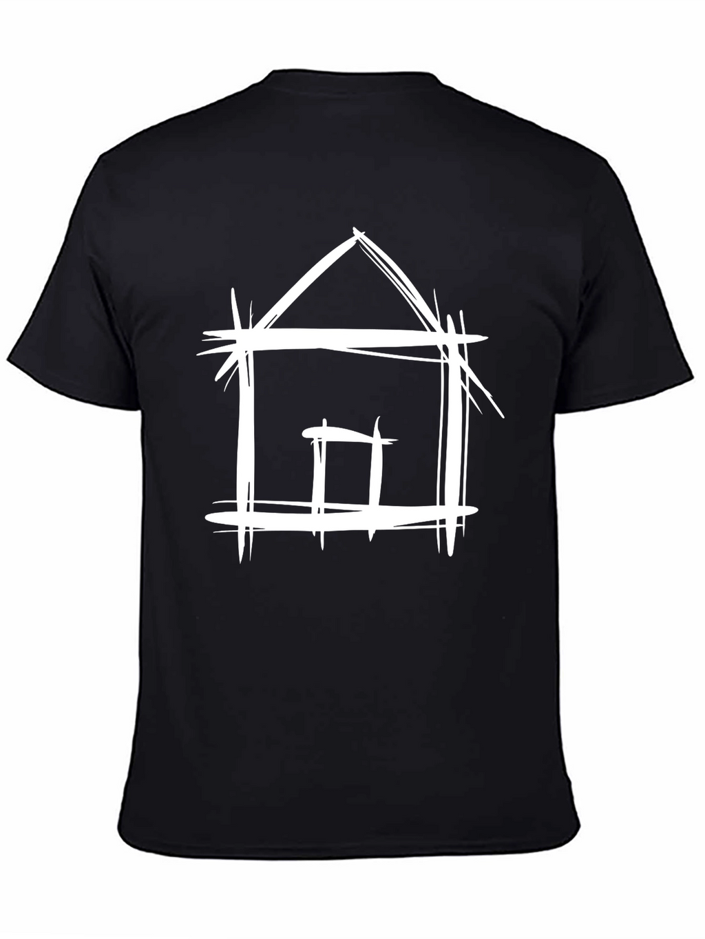 Sketch House Graphic Tee - Casual Black T-Shirt
