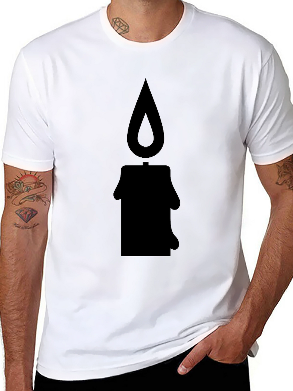 Candle Silhouette Graphic Tee - Black Cotton T-Shirt