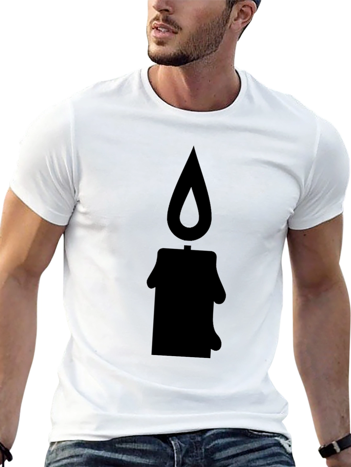 Candle Silhouette Graphic Tee - Black Cotton T-Shirt