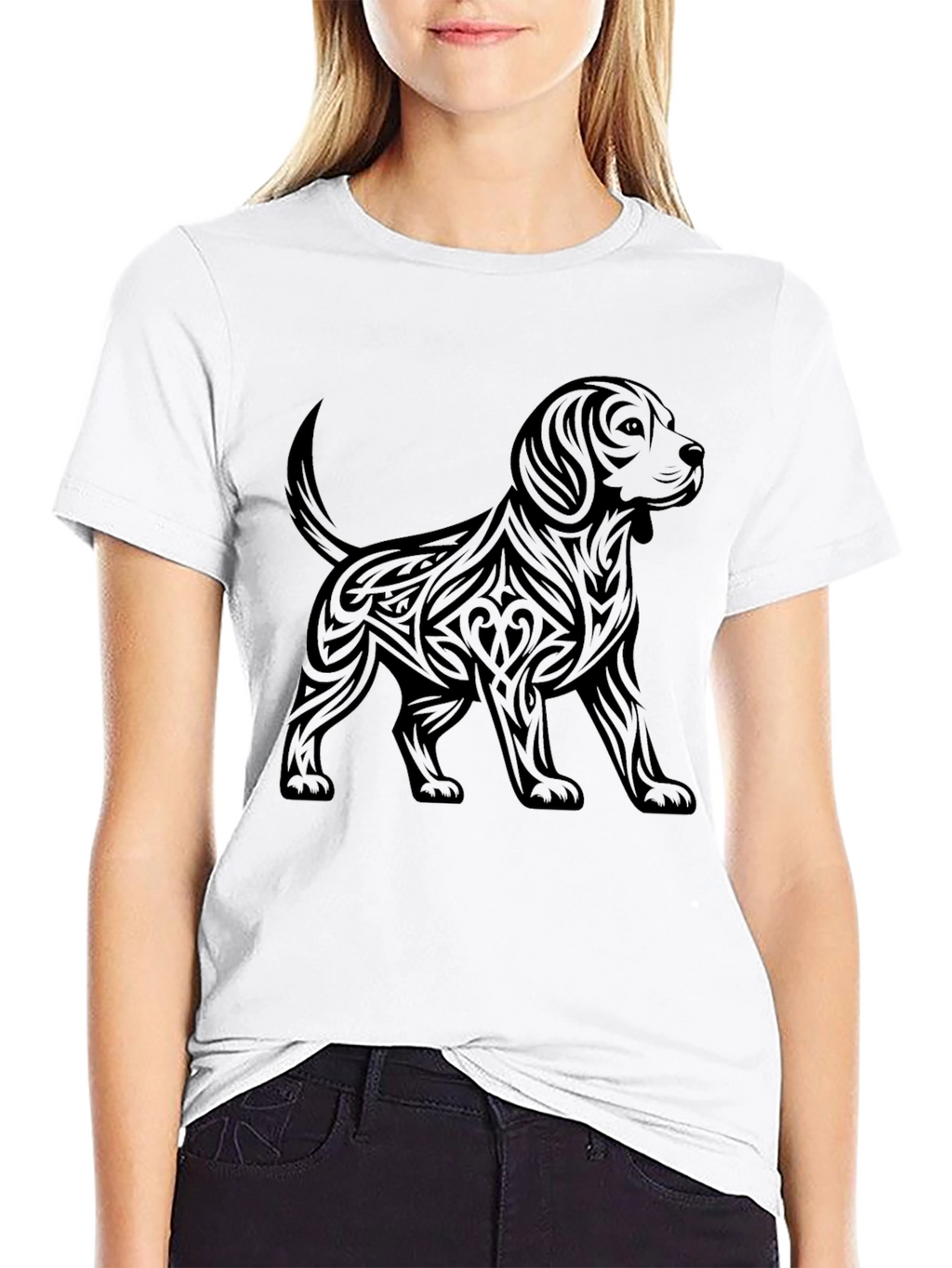 Mens Black T-Shirt with Dog Graphic