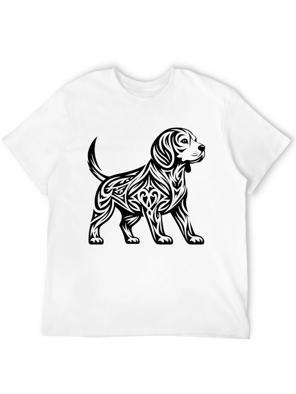 Mens Black T-Shirt with Dog Graphic