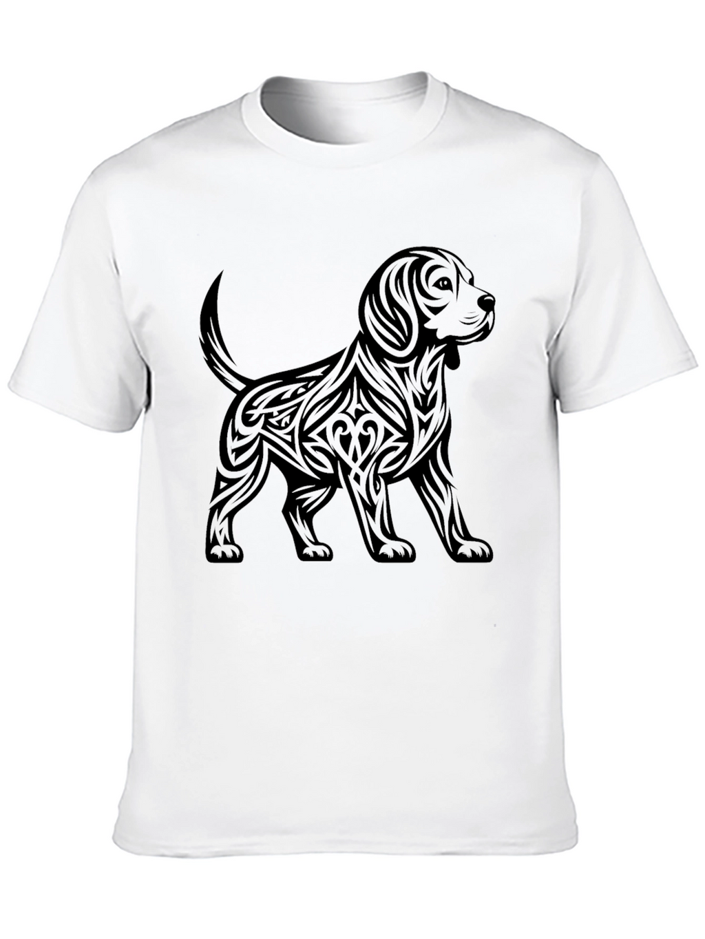 Mens Black T-Shirt with Dog Graphic