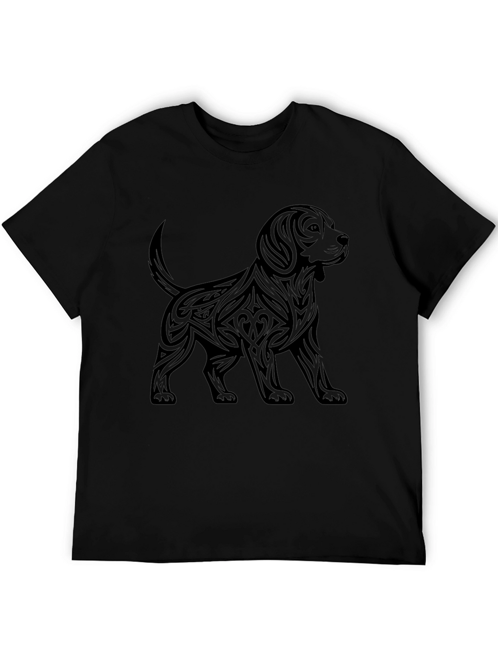 Mens Black T-Shirt with Dog Graphic