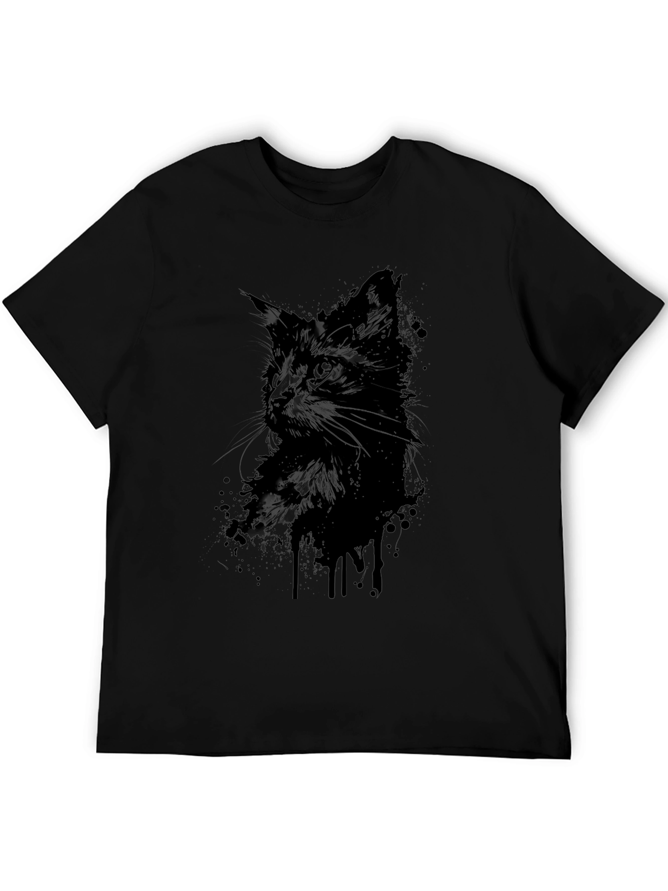 Black Cat Silhouette Graphic T-Shirt - Mens