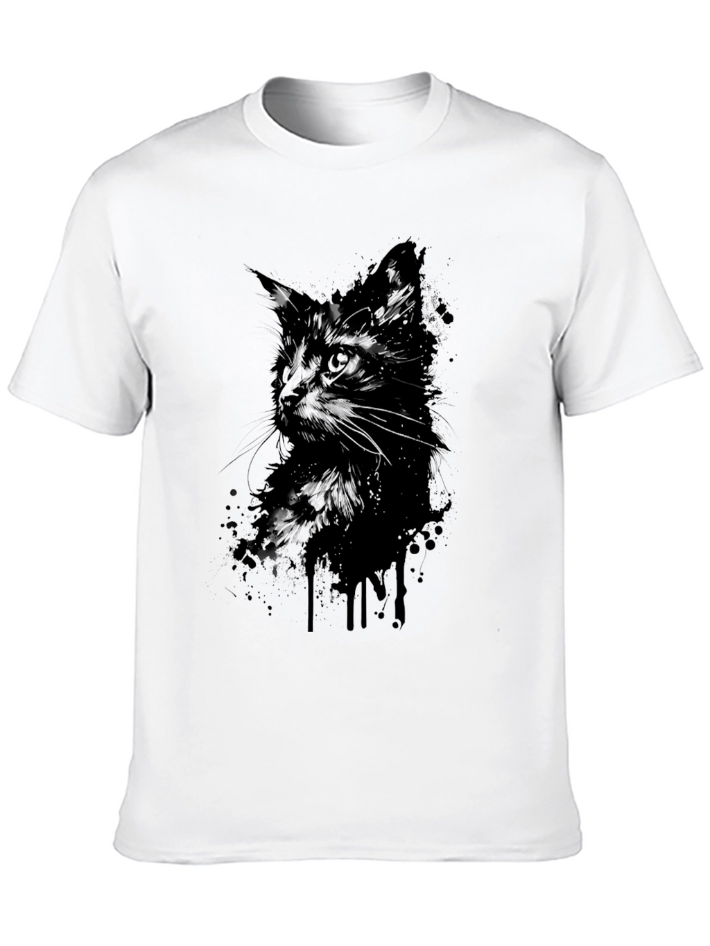 Black Cat Silhouette Graphic T-Shirt - Mens
