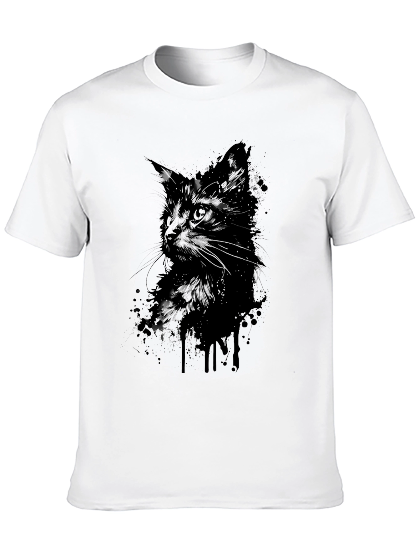 Black Cat Silhouette Graphic T-Shirt - Mens