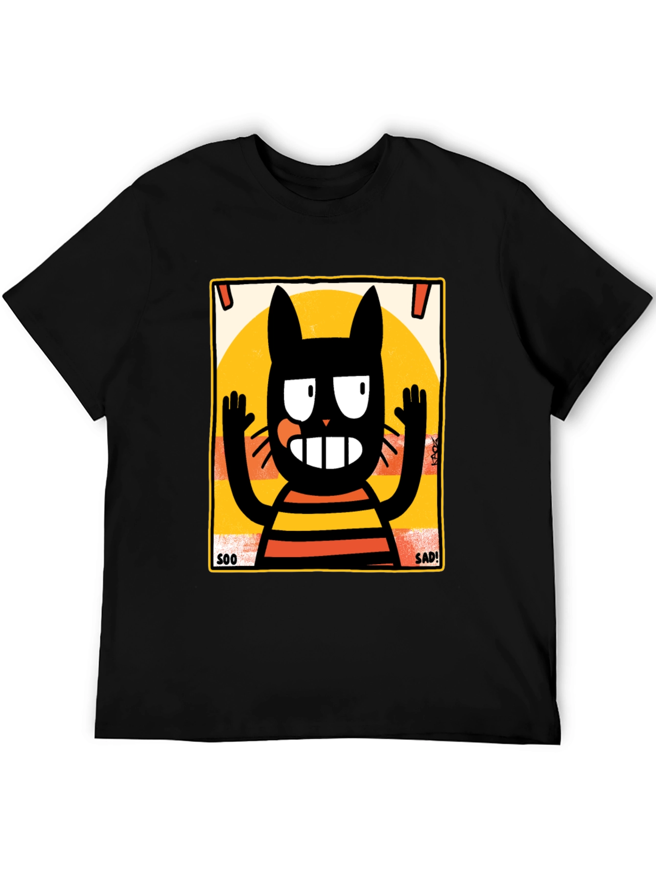 Soo Sad Cat Graphic Tee - Black Comfort Fit