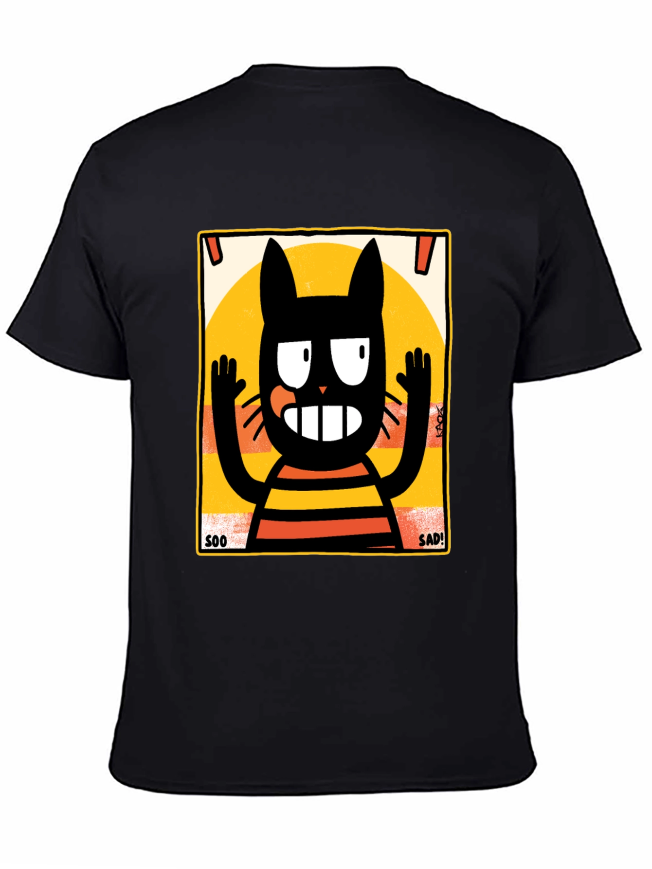 Soo Sad Cat Graphic Tee - Black Comfort Fit