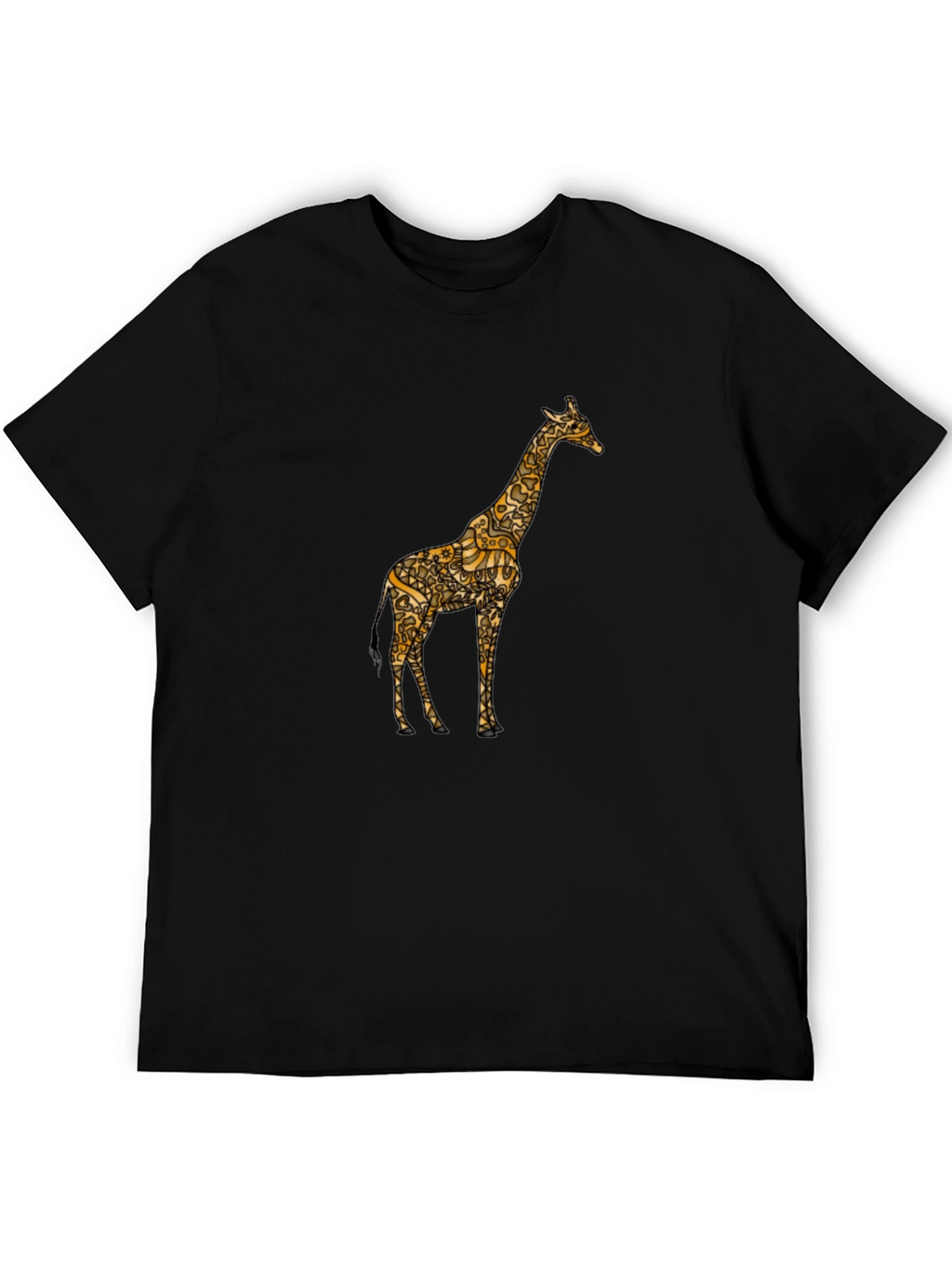 Stylish Giraffe Print Black T-Shirt