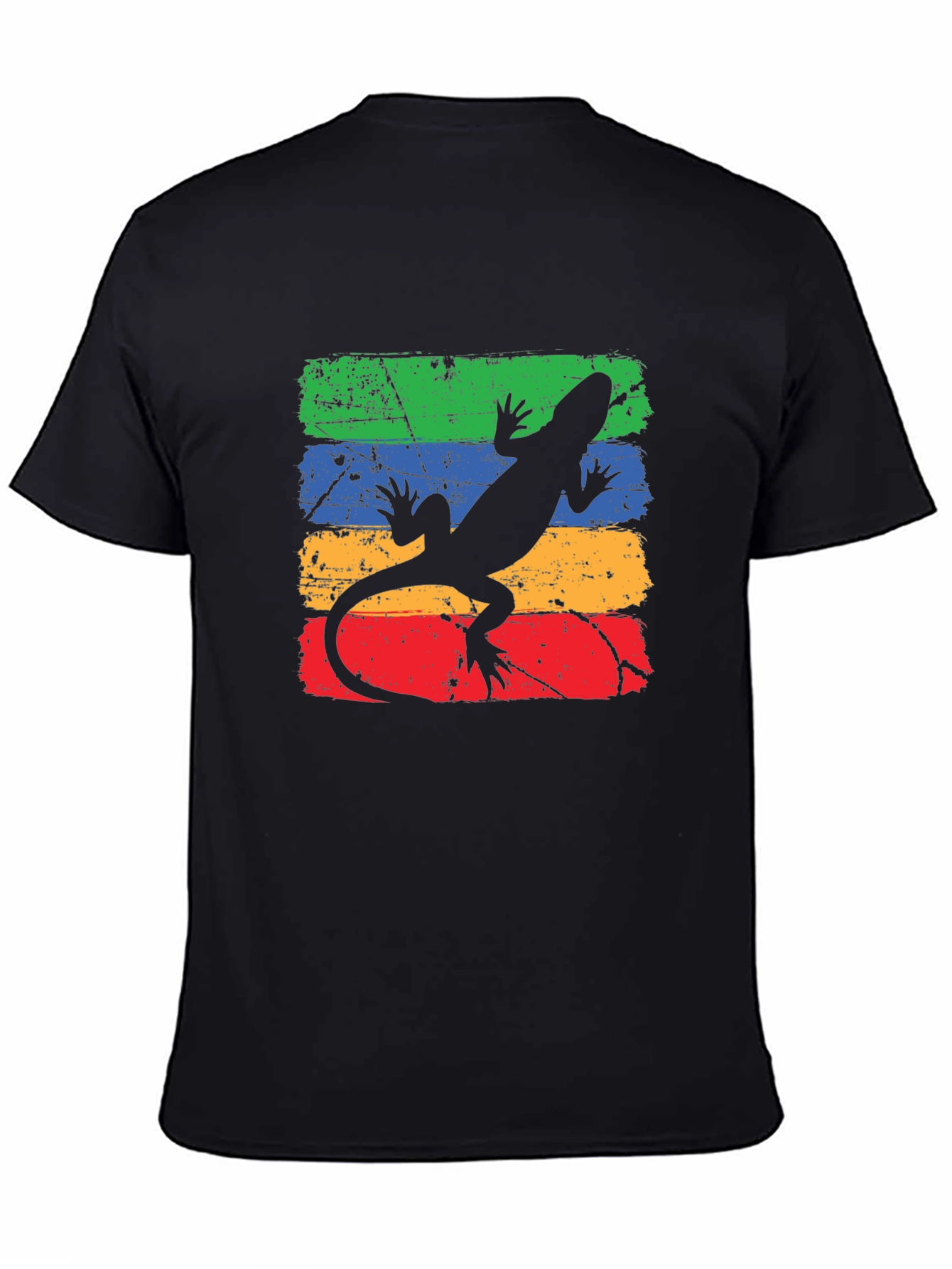Retro Lizard Tee - Distressed Stripe Graphic
