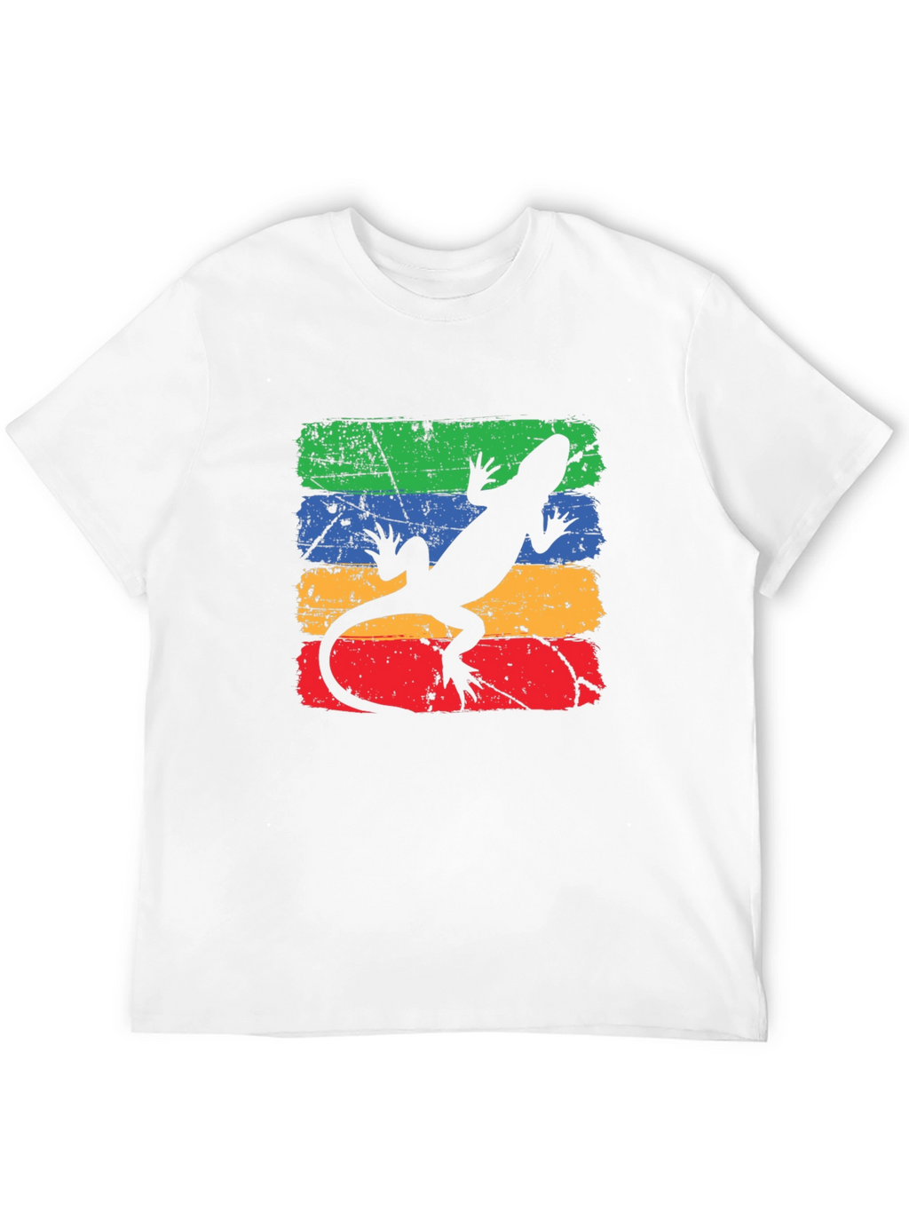 Retro Lizard Tee - Distressed Stripe Graphic