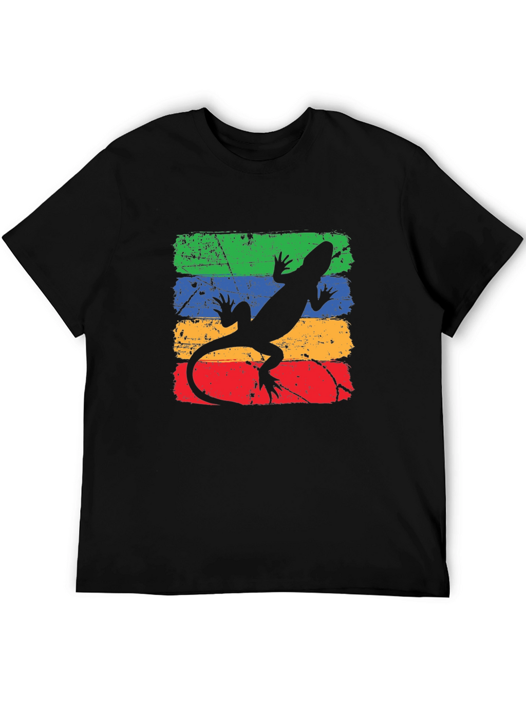 Retro Lizard Tee - Distressed Stripe Graphic
