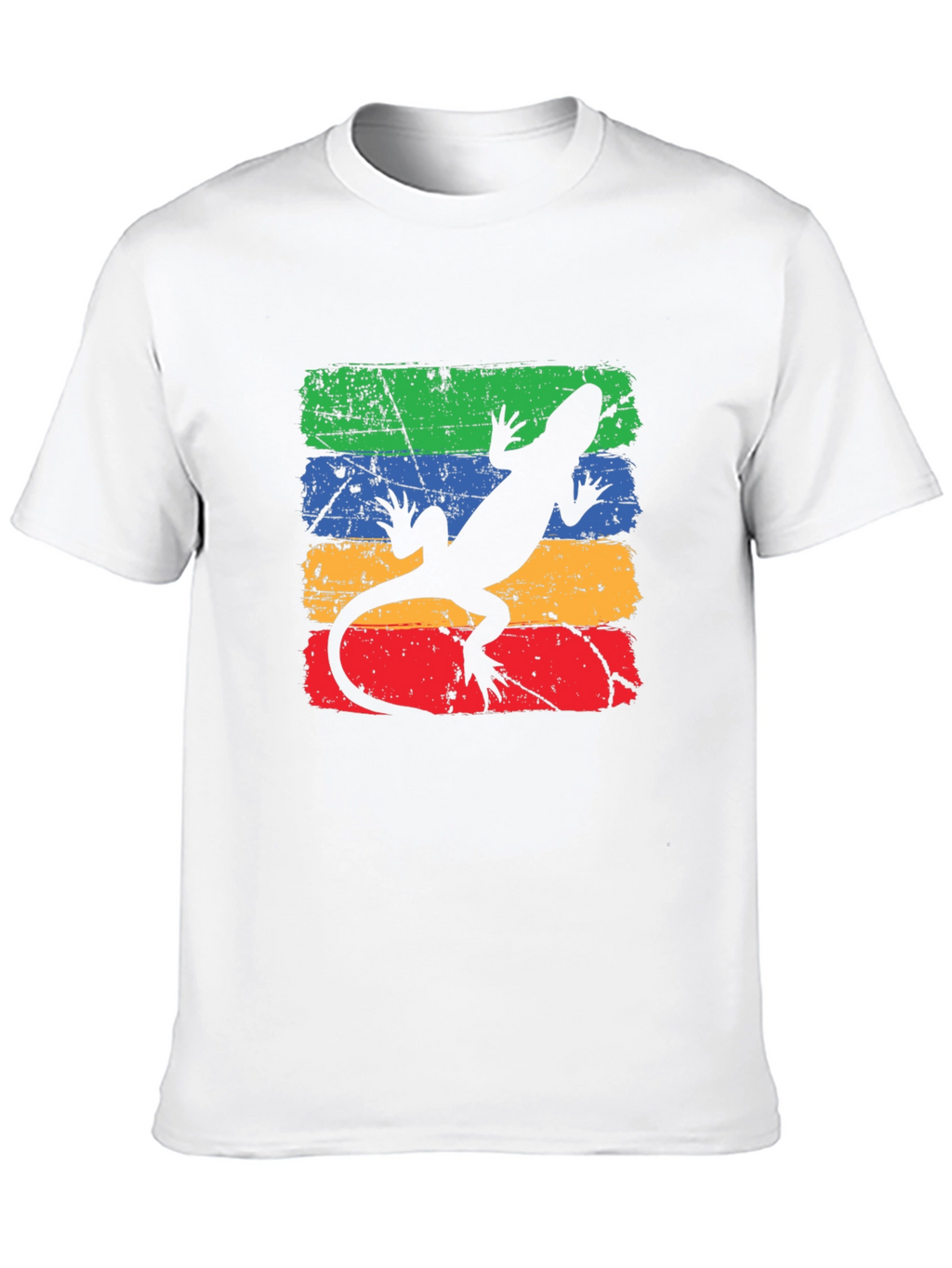 Retro Lizard Tee - Distressed Stripe Graphic