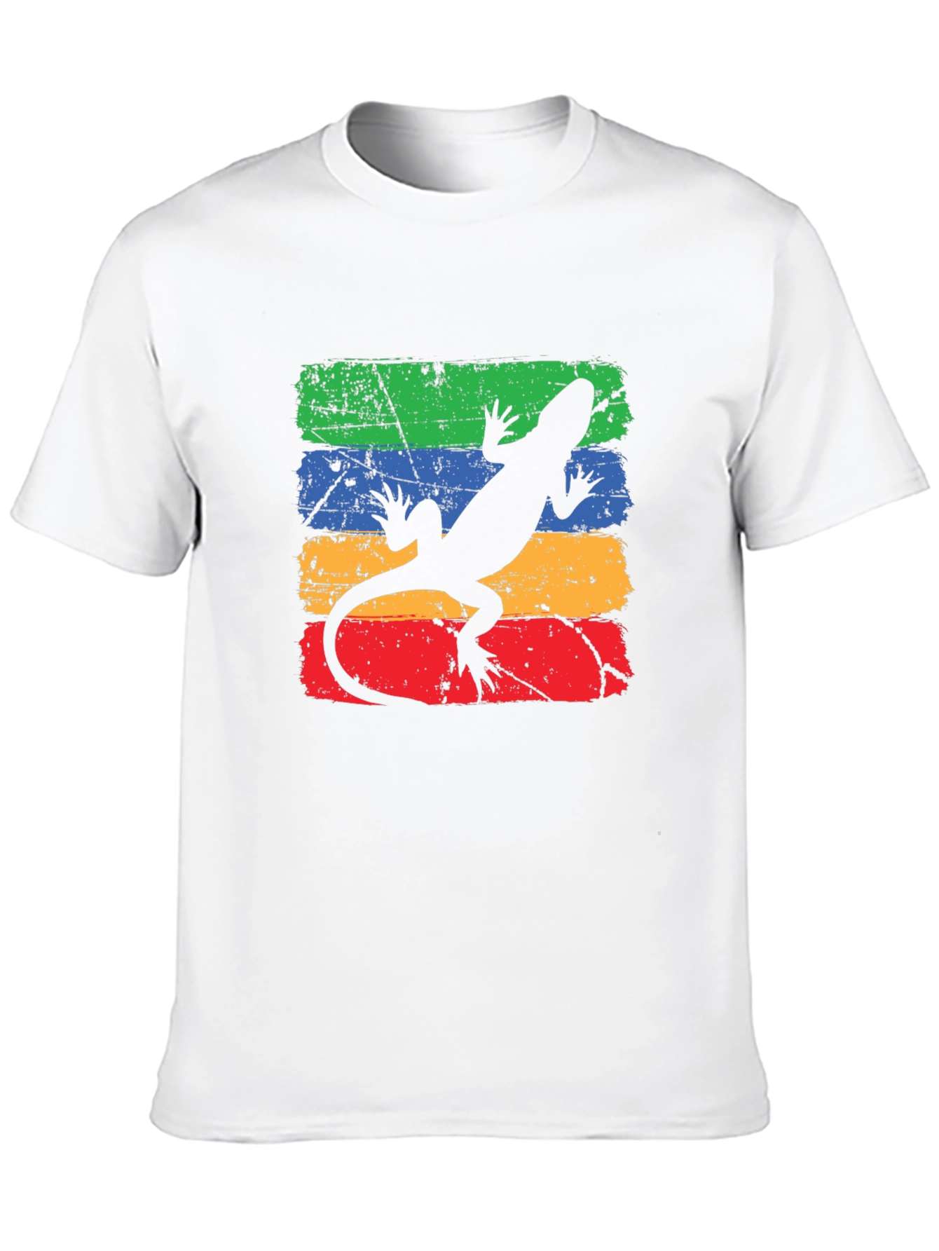 Retro Lizard Tee - Distressed Stripe Graphic