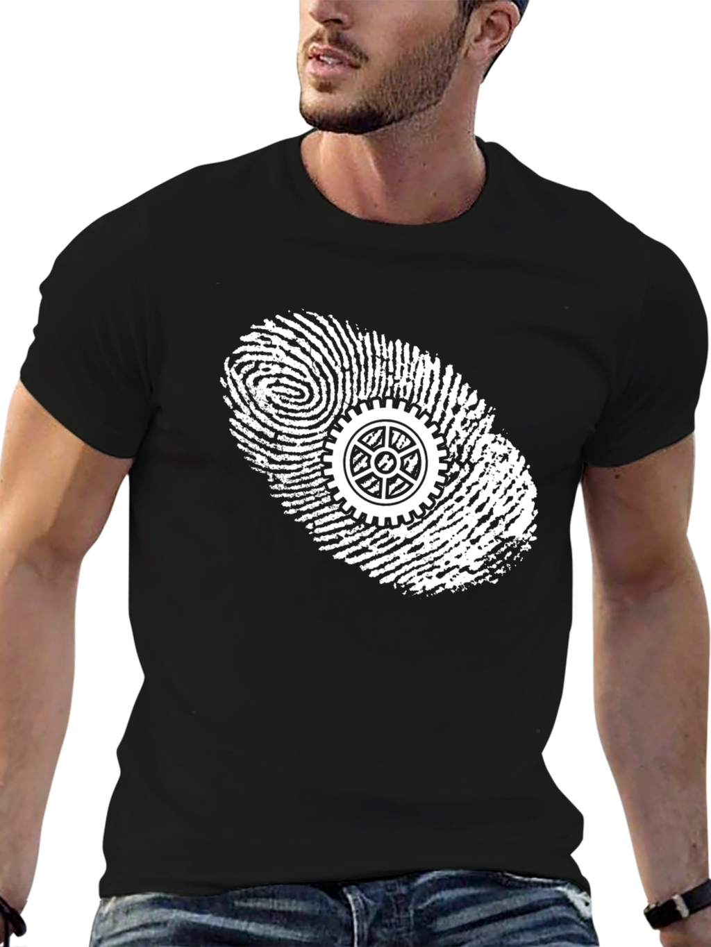Gearhead Fingerprint T-Shirt - Black Graphic Tee