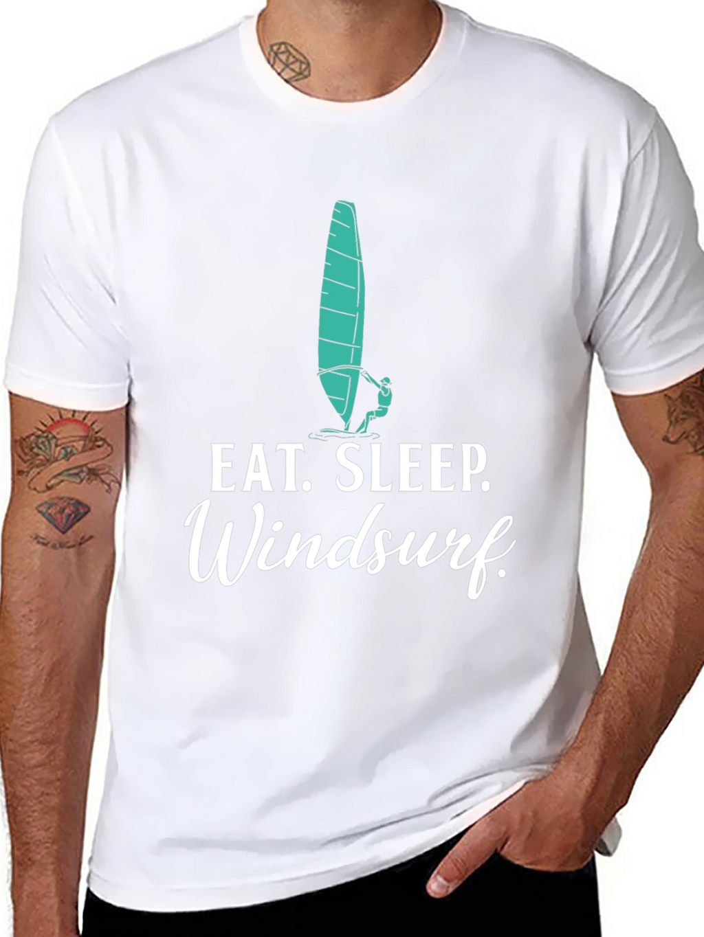 Eat Sleep Windsurf Black Graphic Tee