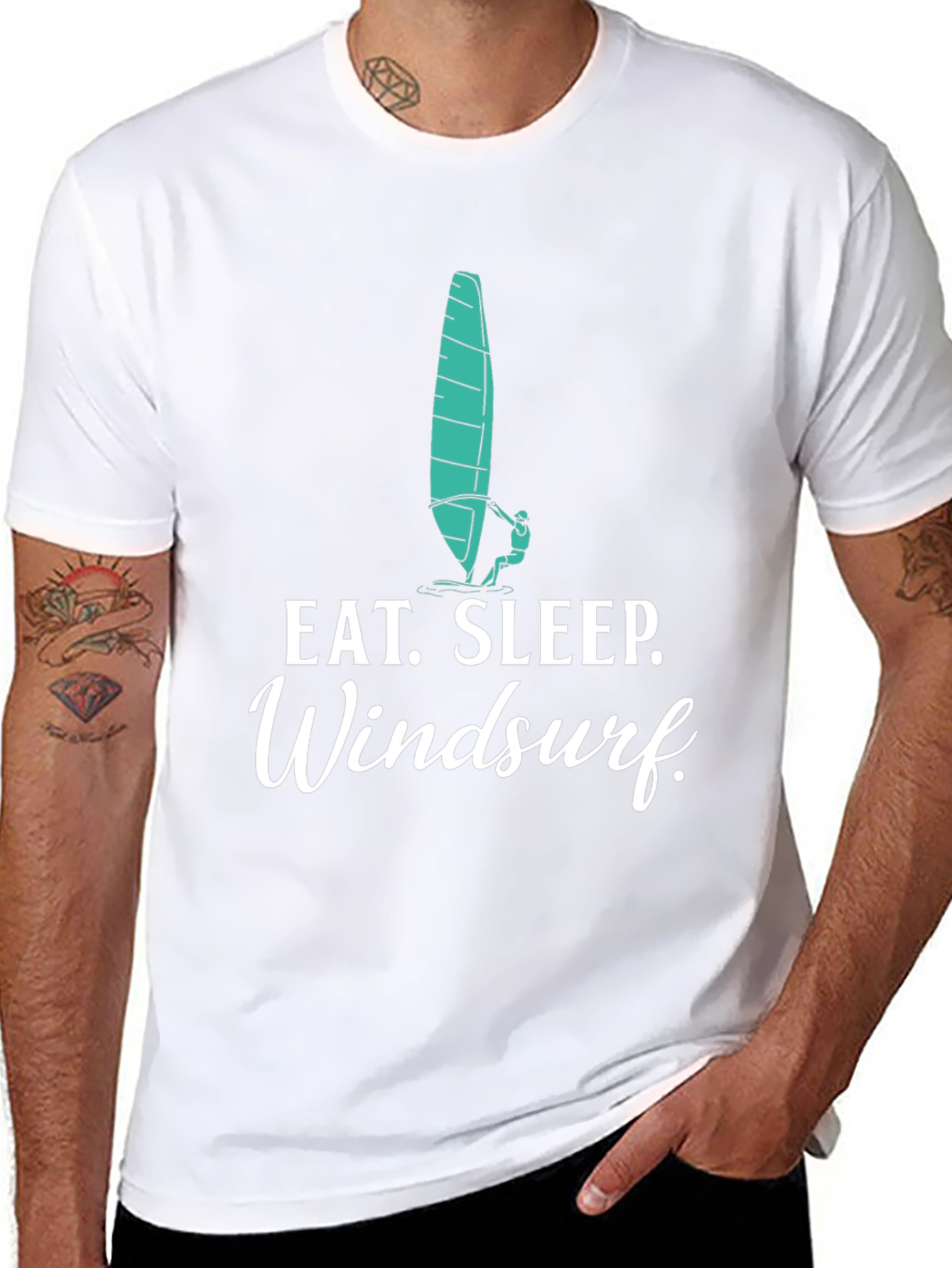 Eat Sleep Windsurf Black Graphic Tee