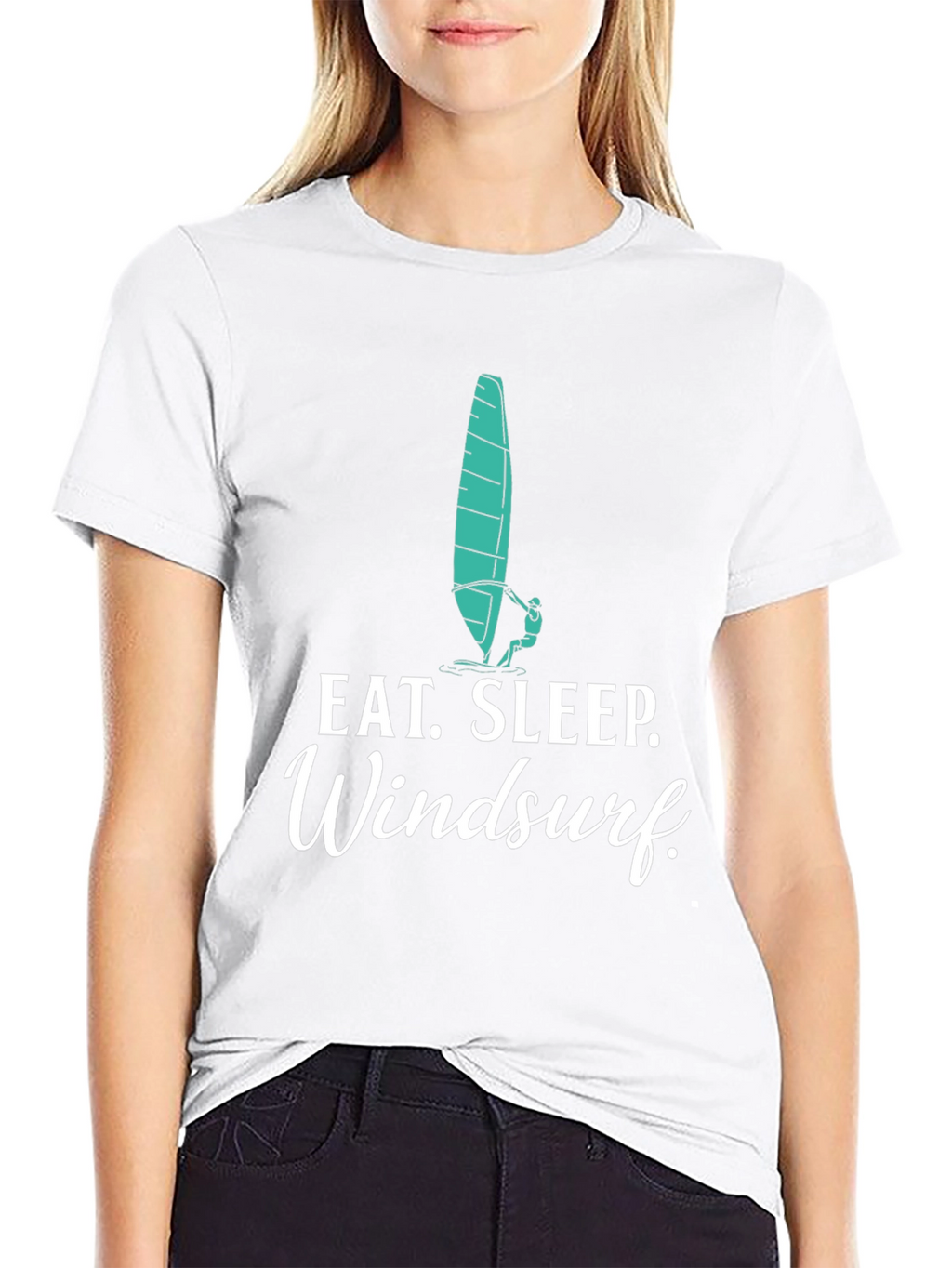 Eat Sleep Windsurf Black Graphic Tee