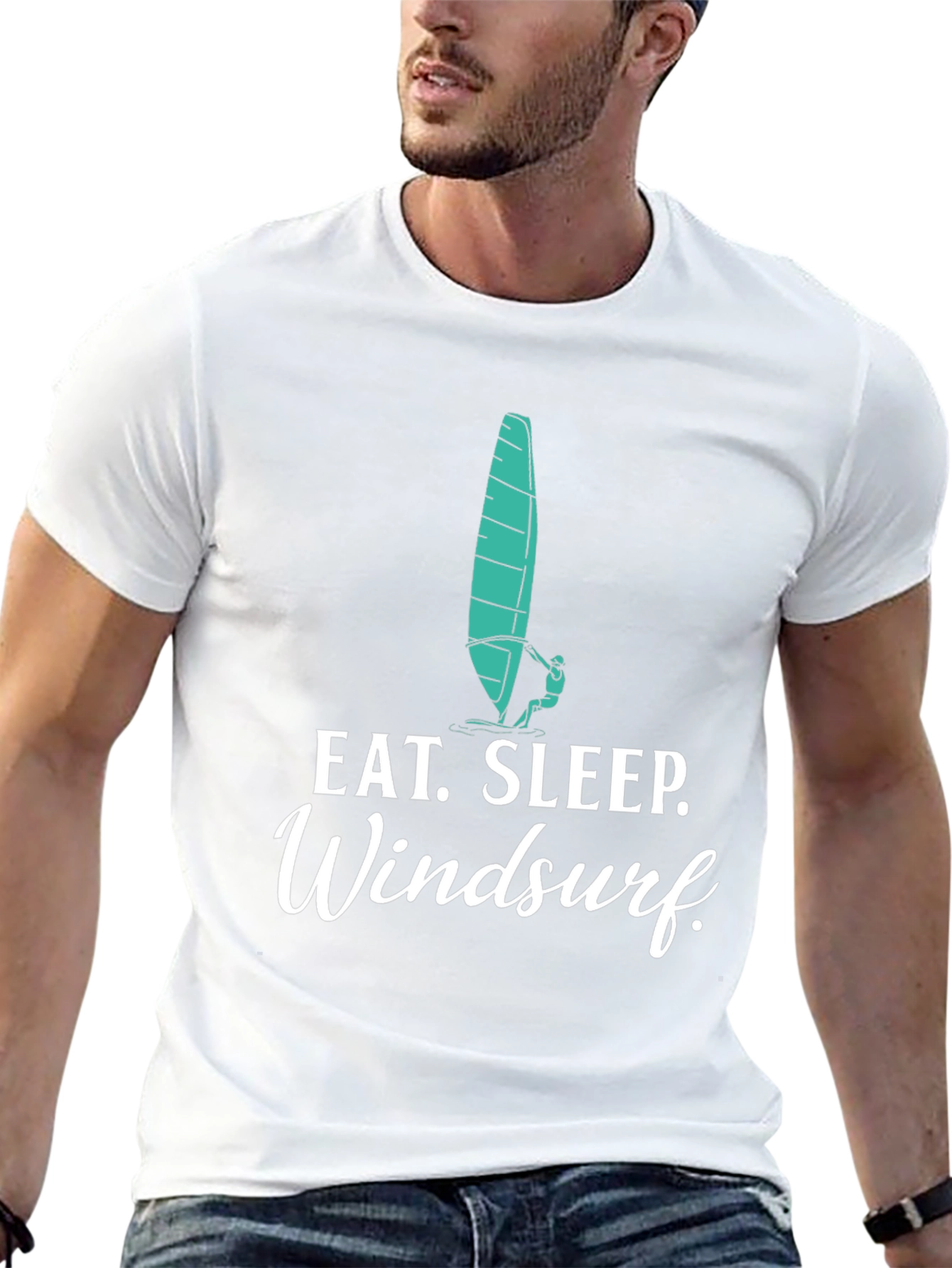 Eat Sleep Windsurf Black Graphic Tee