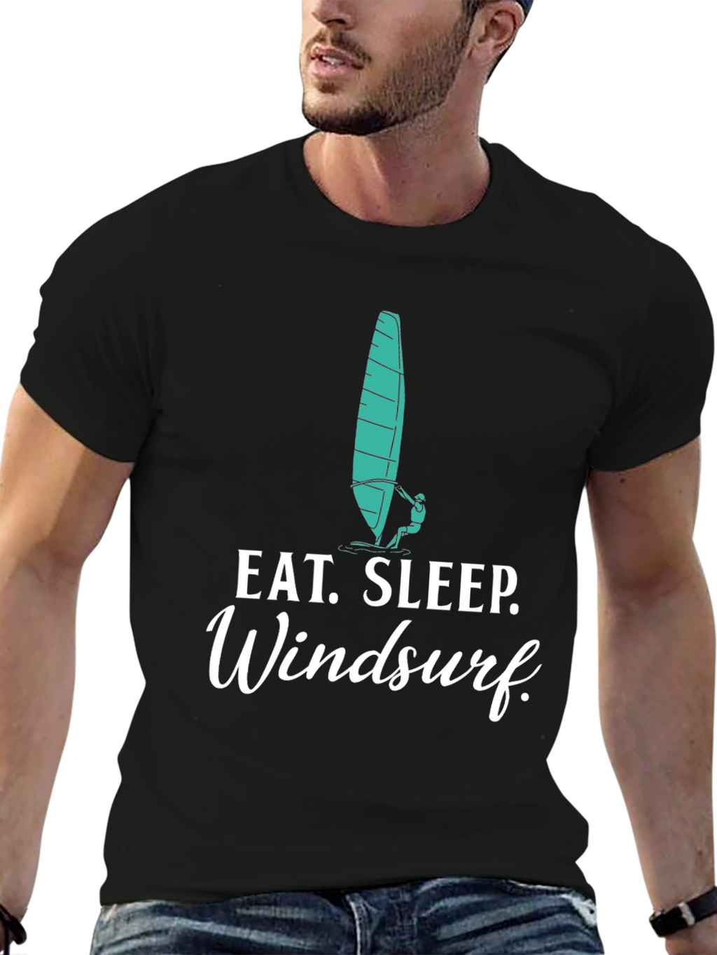 Eat Sleep Windsurf Black Graphic Tee