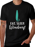 Eat Sleep Windsurf Black Graphic Tee