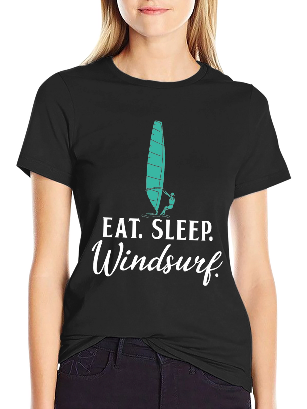 Eat Sleep Windsurf Black Graphic Tee