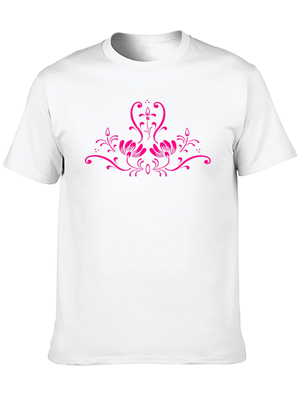 Black Tee with Floral Pink Design