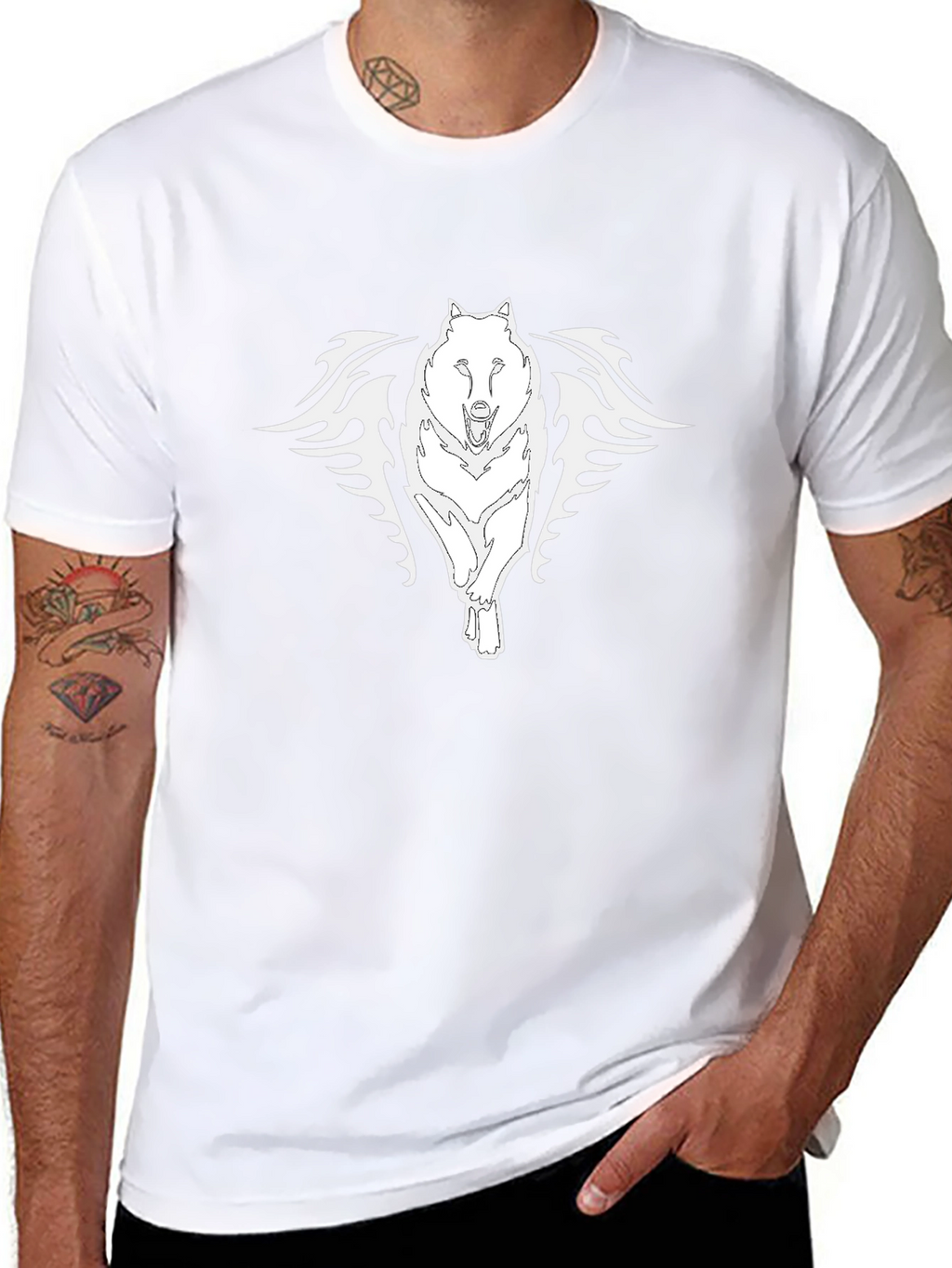 Black Wolf Graphic Tee - Stylish Mens T-Shirt