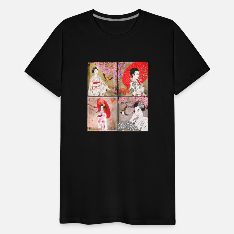 Geisha Wearing Kimonos Cherry Blossom Japanese