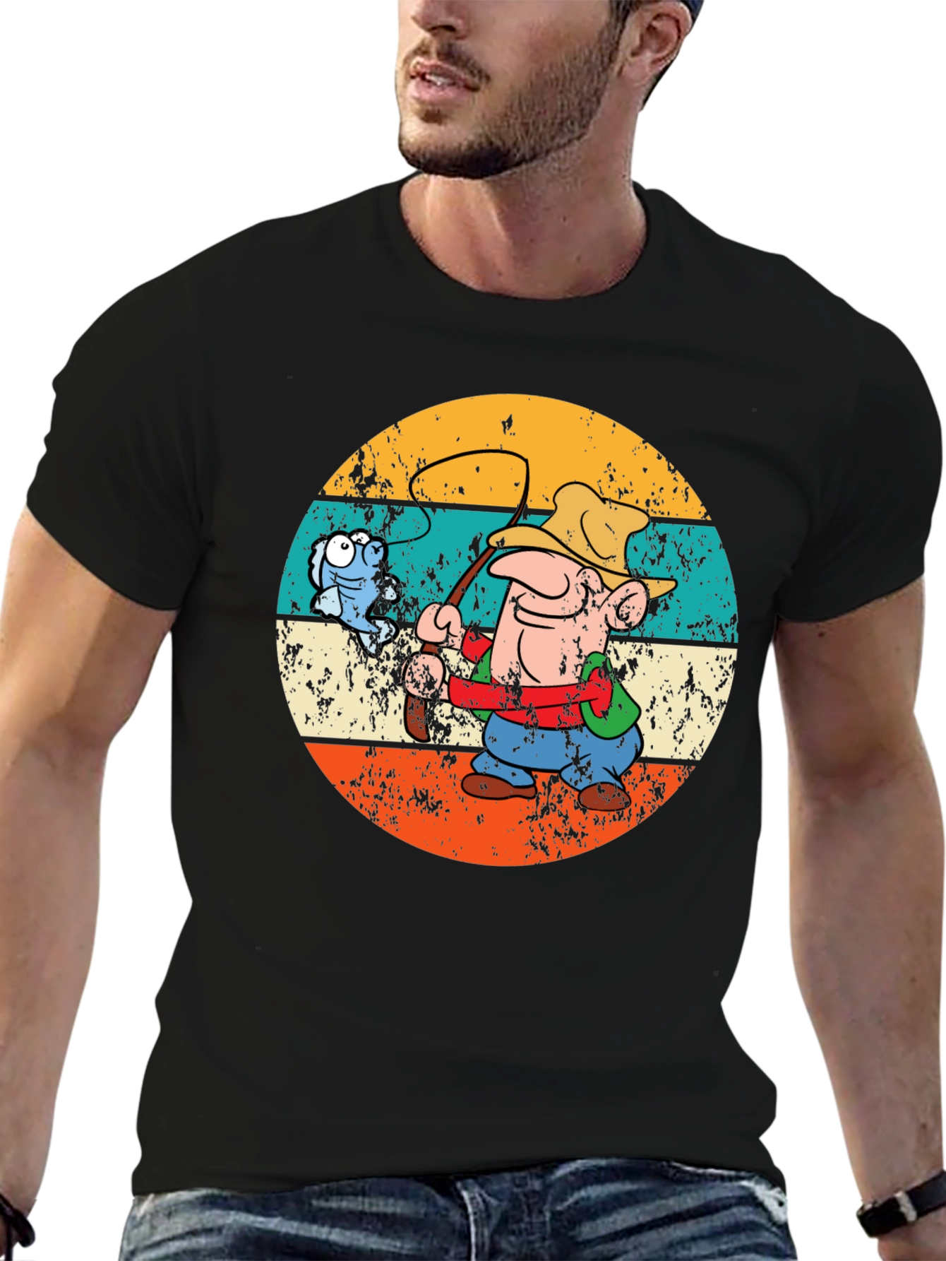 Retro Fishing Cartoon T-Shirt