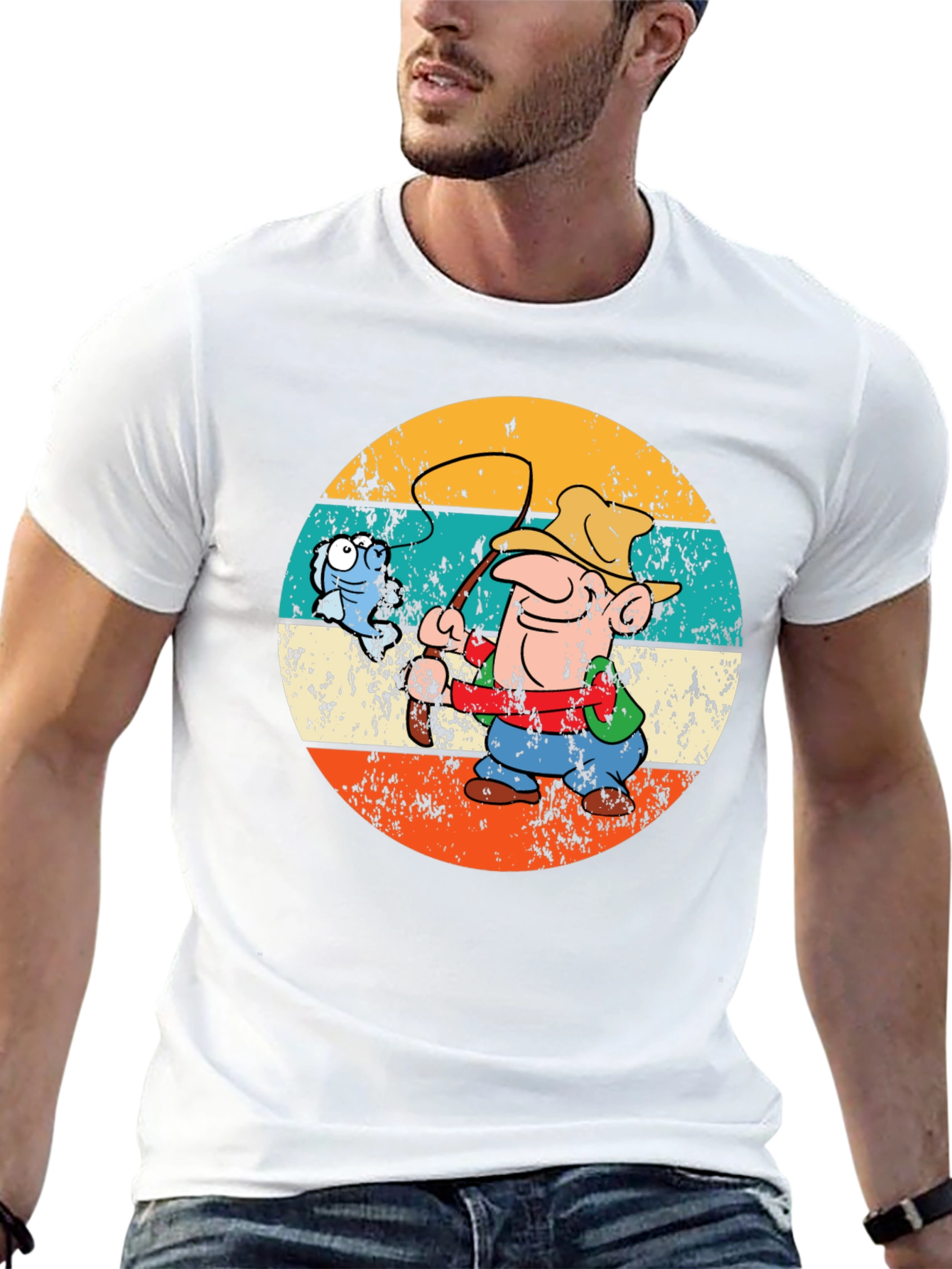 Retro Fishing Cartoon T-Shirt