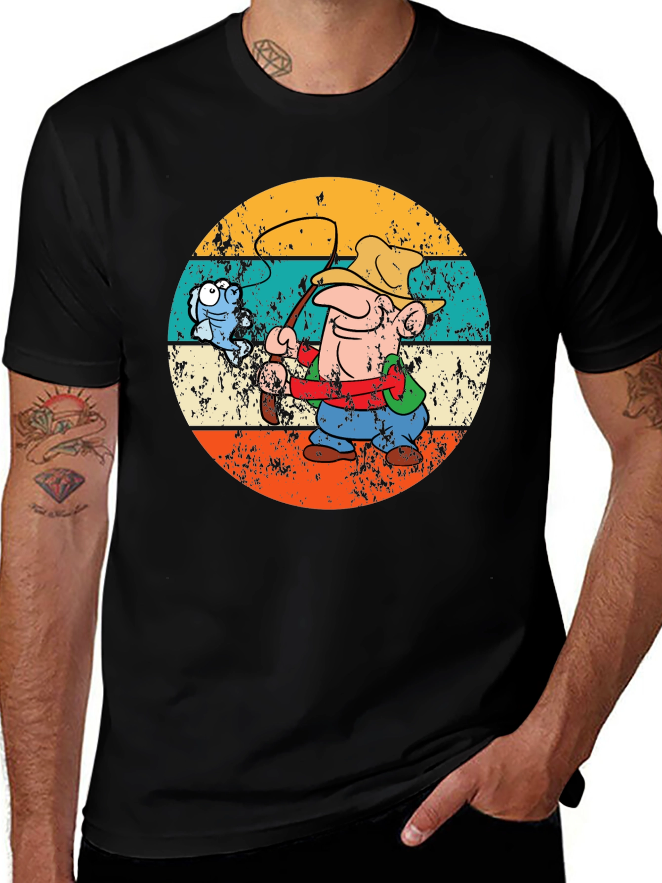 Retro Fishing Cartoon T-Shirt