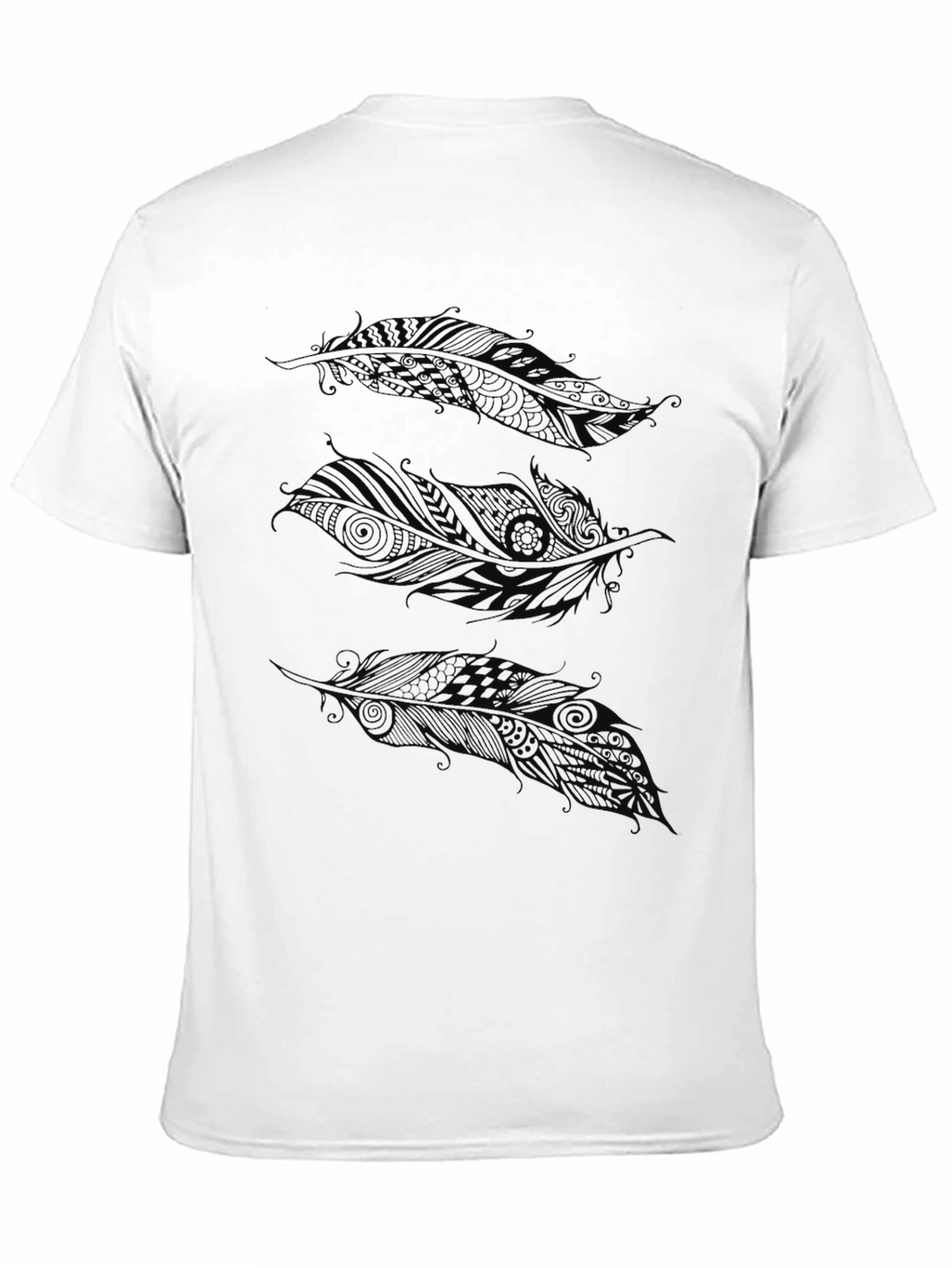 Feather Print Black T-Shirt