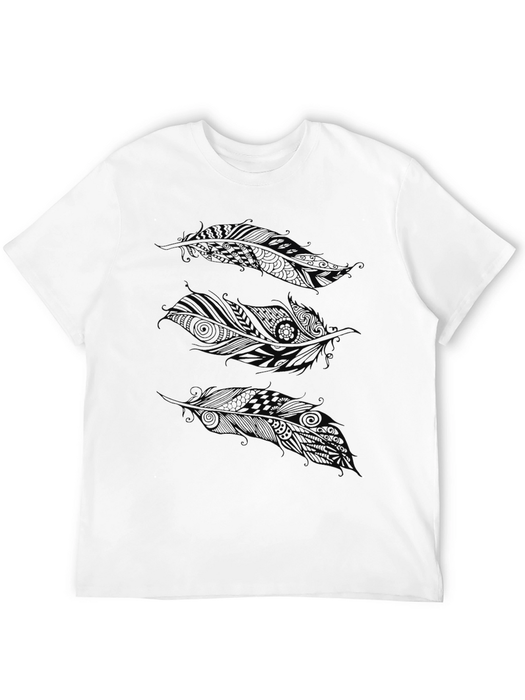 Feather Print Black T-Shirt