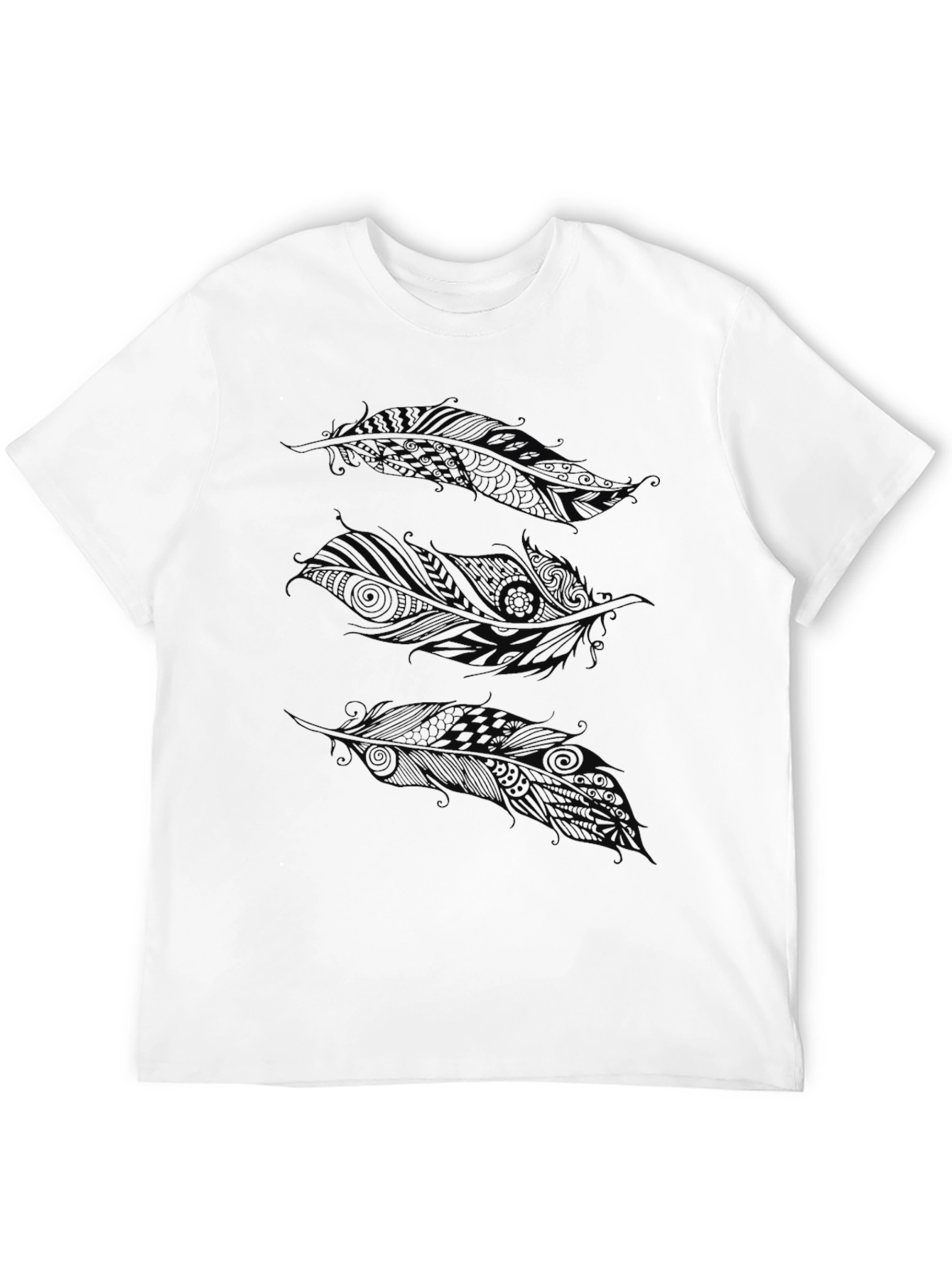 Feather Print Black T-Shirt